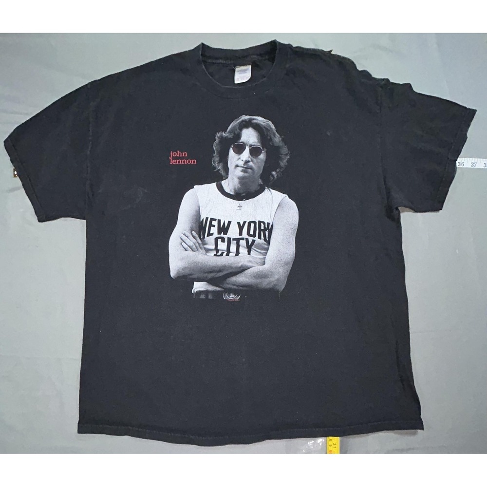 John Lennon Shirt Mens 2XL Black New York City Graphic Tee Winterland Band Rock